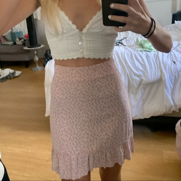 Floral Ruffle Trim Brandy Melville Skirt - Picture 2 of 3